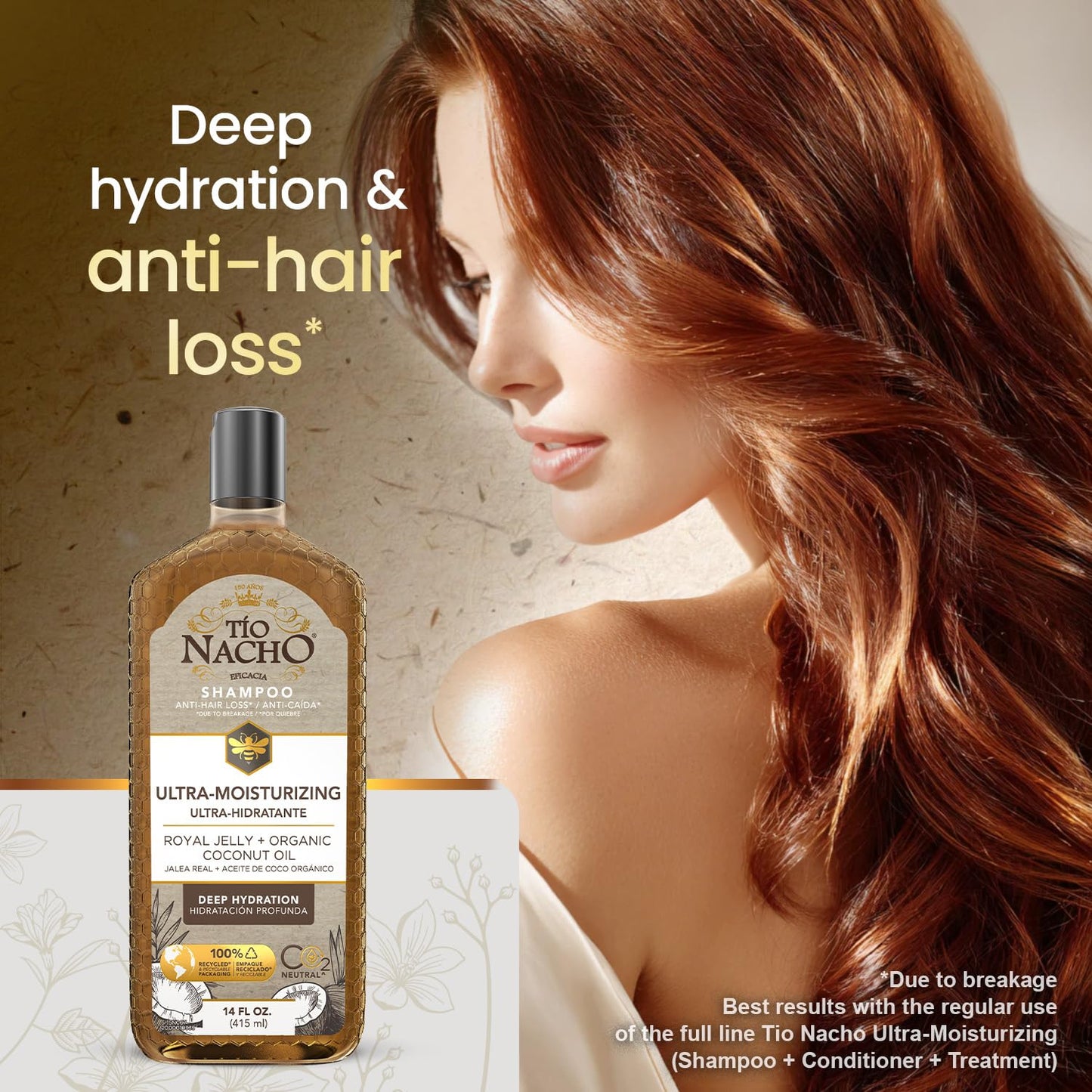 Ultra Hydration Shampoo with Coconut Oil & Royal Jelly, Hydrating & Nourishing for Dry, Damaged Hair, Fights Frizz & Protects from Breakage, 14 Fluid Ounces | Organic Coconut Oil and Royal Jelly, Deep Hydration, Natural Botanical Extracts, anti Hair Loss Shampoo, Gentle Formula