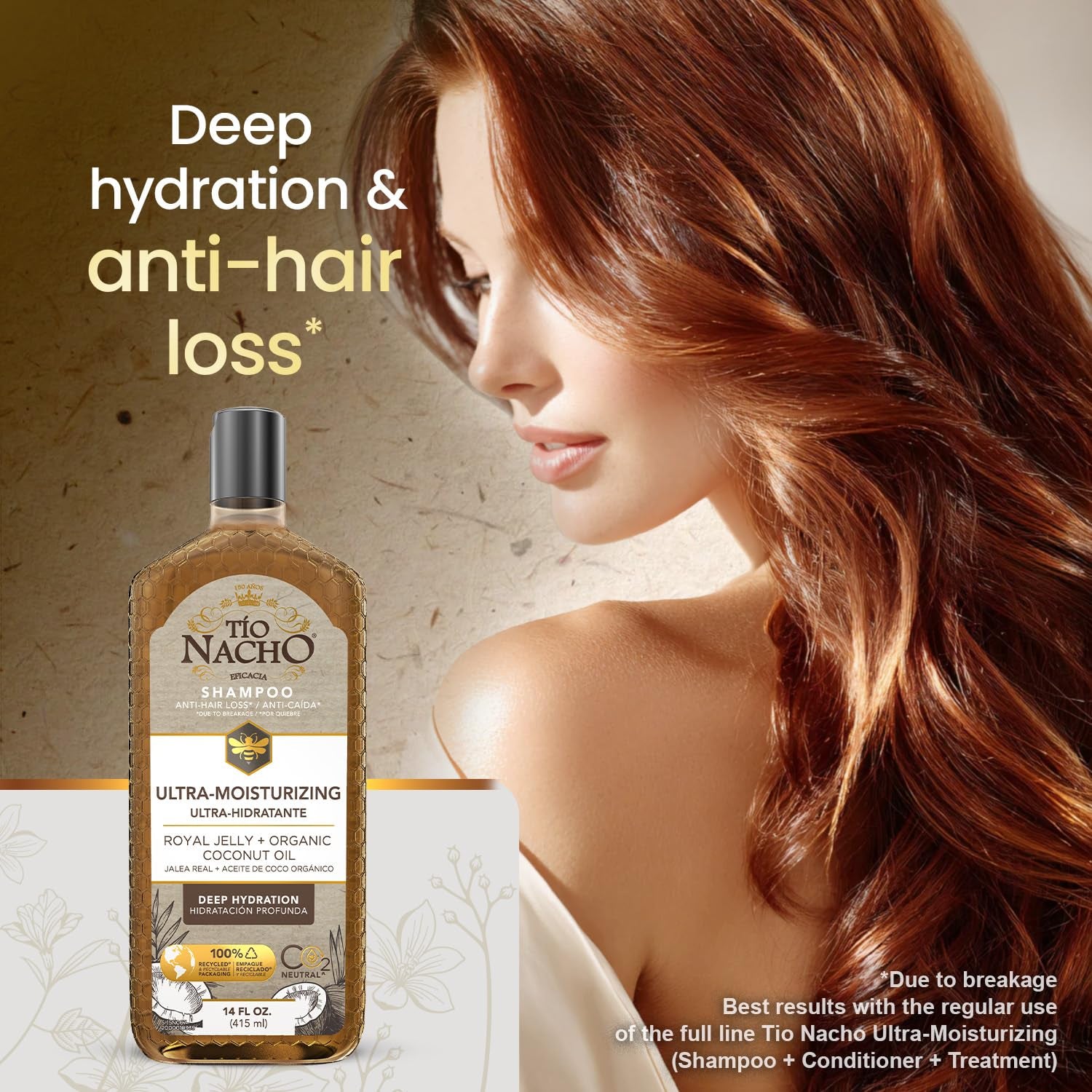 Ultra Hydration Shampoo with Coconut Oil & Royal Jelly, Hydrating & Nourishing for Dry, Damaged Hair, Fights Frizz & Protects from Breakage, 14 Fluid Ounces | Organic Coconut Oil and Royal Jelly, Deep Hydration, Natural Botanical Extracts, anti Hair Loss Shampoo, Gentle Formula